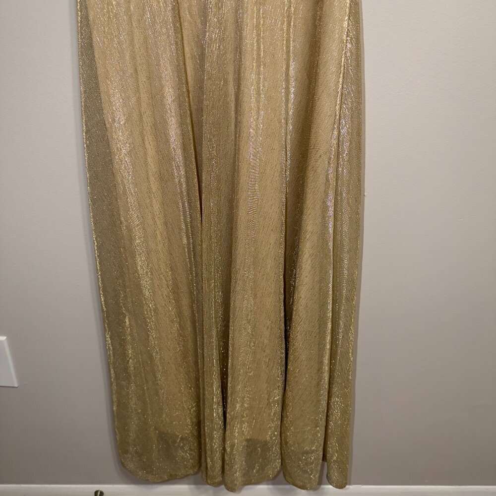 Lulus Gold Shimmer Maxi Dress Size Large Spaghetti Strap Formal - Picture 5 of 7